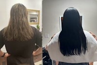 a woman's hair before and after a hair treatment